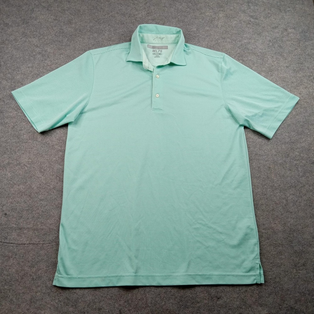 Greg Norman Polo Shirt‎ Mens Medium Green ML75 Play Dry Golf Stripe Performance